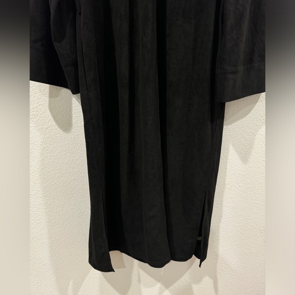 Fig & Viper Black Embroidered Floral Longline Faux Suede Boho Trench Coat Large - Picture 13 of 15